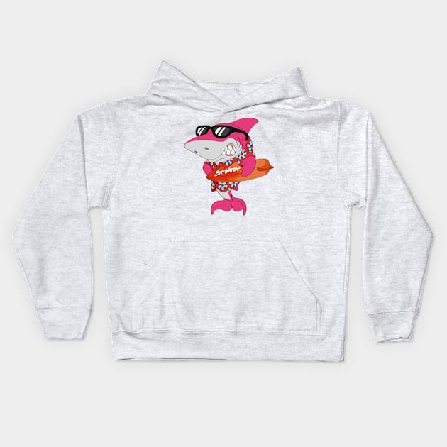 Mitch The Daddy Shark Baywatch Guard - Pink Sharky Version Kids Hoodie by Celestial Crafts